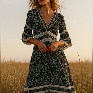 Poupette st. Barth blue floral capri lace trim maxi dress